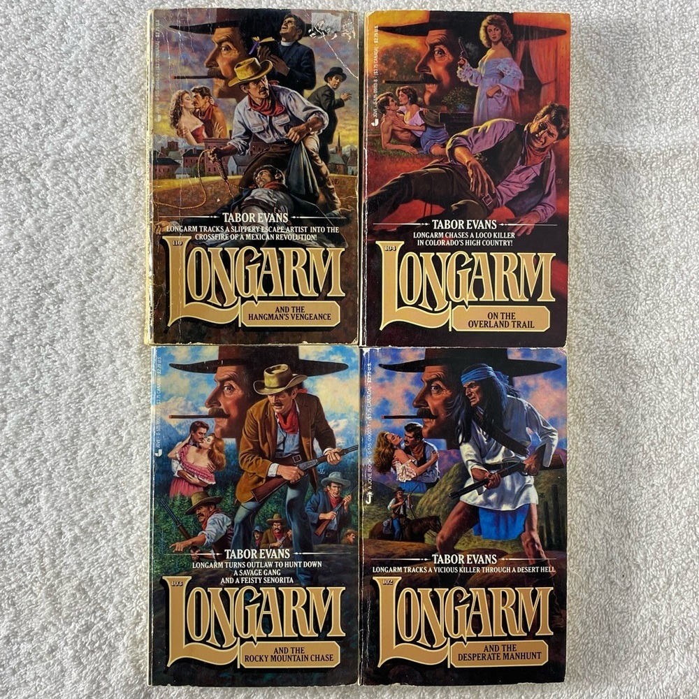 Vintage Longarm Action Western Romance Novel x4